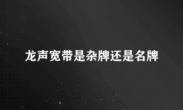龙声宽带是杂牌还是名牌
