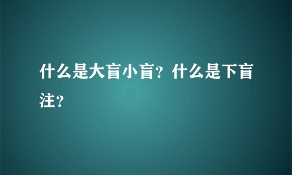 什么是大盲小盲？什么是下盲注？