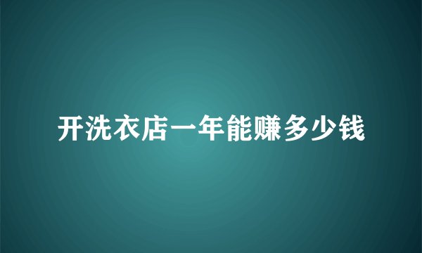 开洗衣店一年能赚多少钱