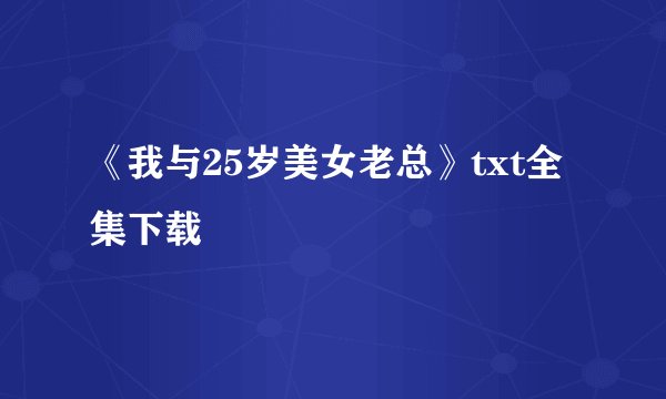 《我与25岁美女老总》txt全集下载