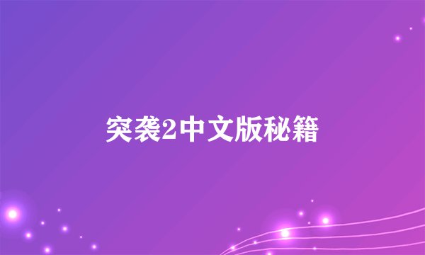 突袭2中文版秘籍