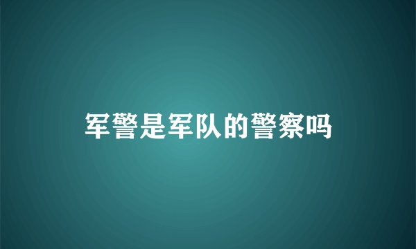 军警是军队的警察吗