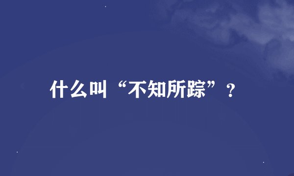 什么叫“不知所踪”？