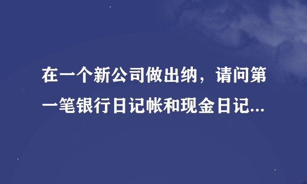 在一个新公司做出纳，请问第一笔银行日记帐和现金日记帐如何记