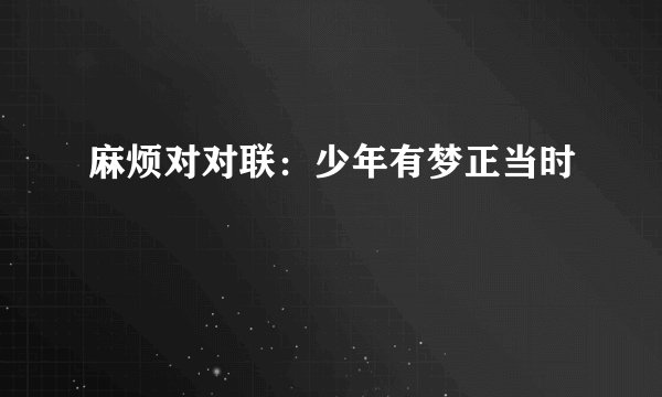麻烦对对联：少年有梦正当时