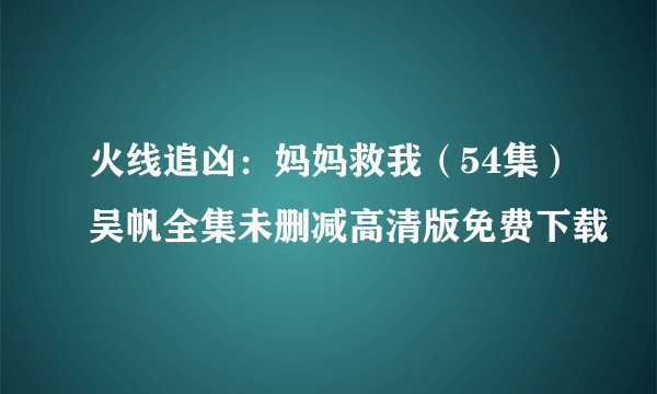 火线追凶：妈妈救我（54集）吴帆全集未删减高清版免费下载