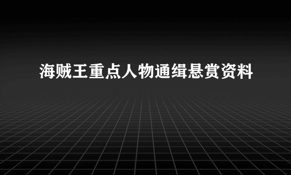 海贼王重点人物通缉悬赏资料