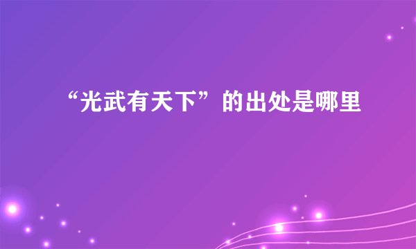 “光武有天下”的出处是哪里