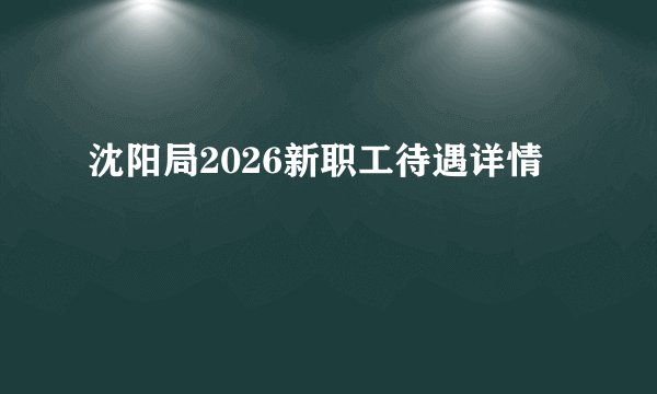 沈阳局2026新职工待遇详情
