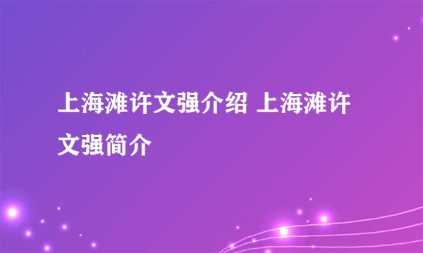 上海滩许文强介绍 上海滩许文强简介