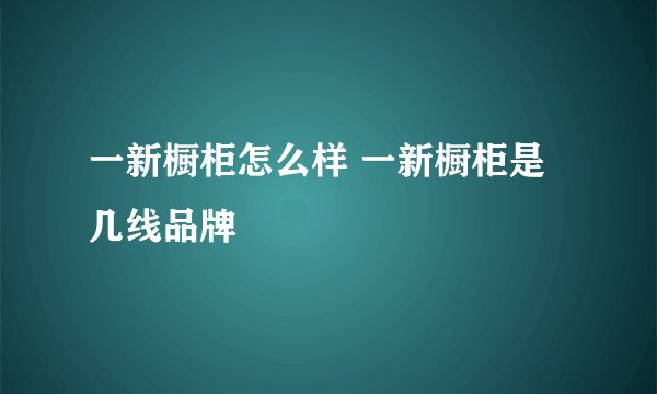 一新橱柜怎么样 一新橱柜是几线品牌