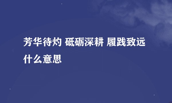 芳华待灼 砥砺深耕 履践致远什么意思