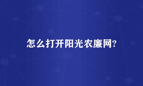 怎么打开阳光农廉网?