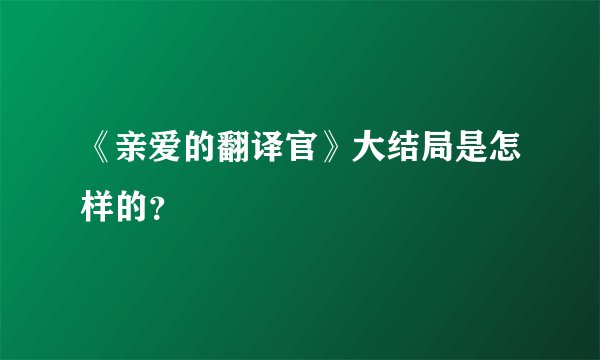 《亲爱的翻译官》大结局是怎样的？