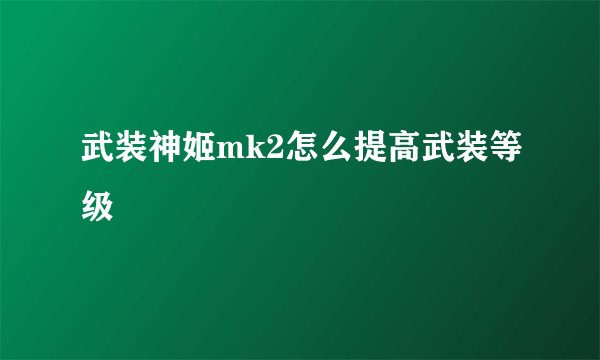 武装神姬mk2怎么提高武装等级