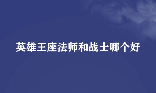 英雄王座法师和战士哪个好
