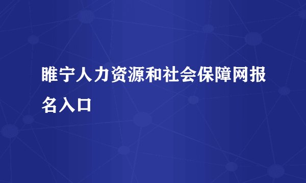 睢宁人力资源和社会保障网报名入口