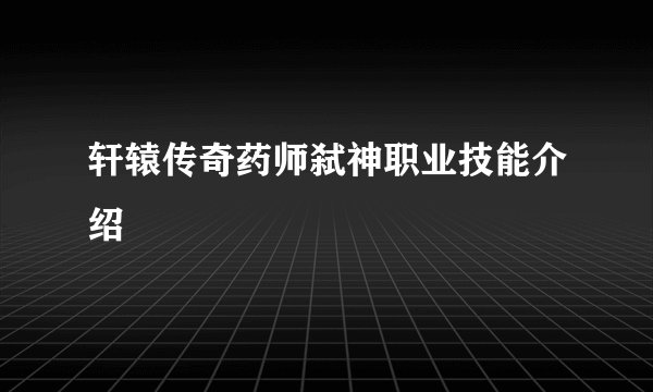 轩辕传奇药师弑神职业技能介绍