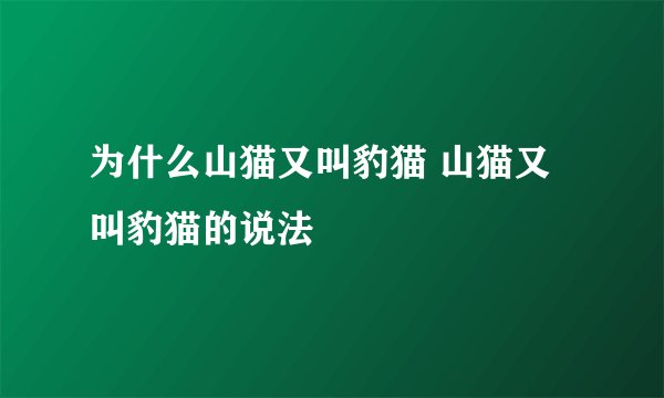 为什么山猫又叫豹猫 山猫又叫豹猫的说法