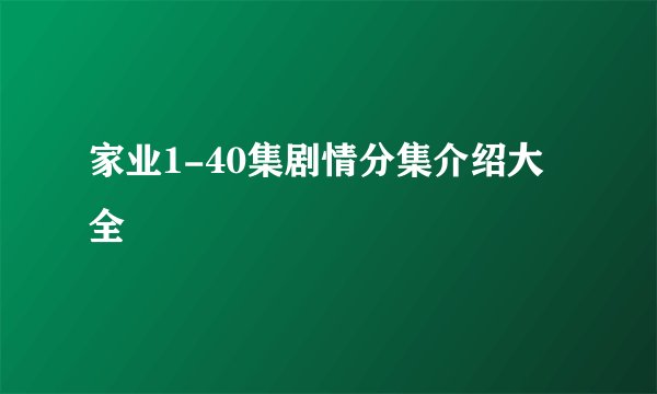 家业1-40集剧情分集介绍大全