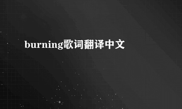 burning歌词翻译中文
