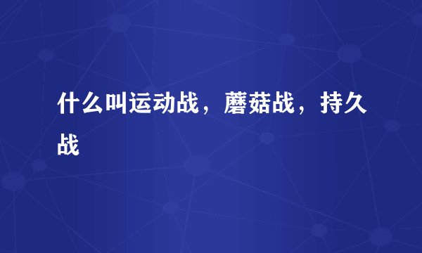 什么叫运动战,蘑菇战,持久战