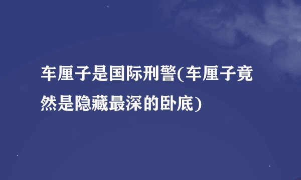 车厘子是国际刑警(车厘子竟然是隐藏最深的卧底)