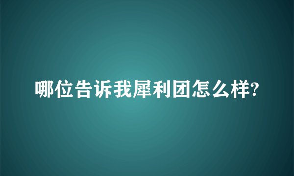 哪位告诉我犀利团怎么样?