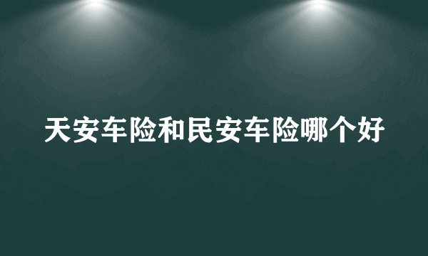 天安车险和民安车险哪个好