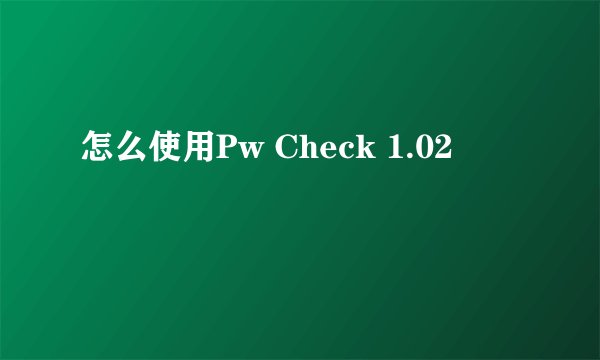 怎么使用Pw Check 1.02