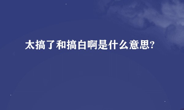 太搞了和搞白啊是什么意思?