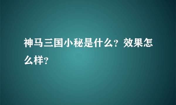 神马三国小秘是什么？效果怎么样？