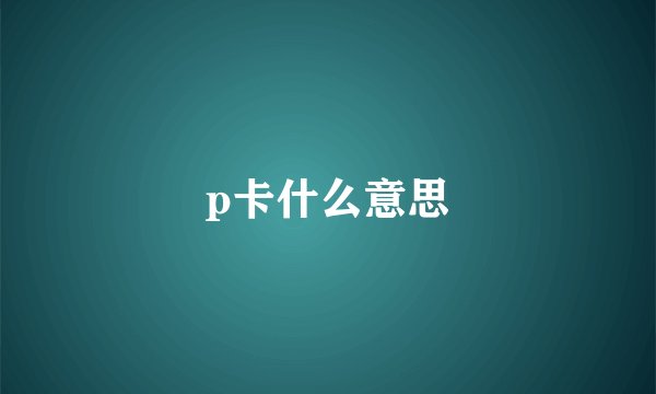 p卡什么意思