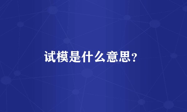 试模是什么意思？