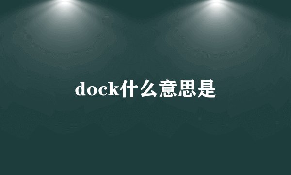 dock什么意思是