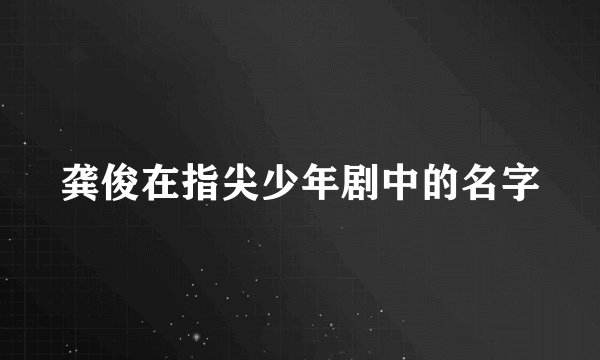 龚俊在指尖少年剧中的名字