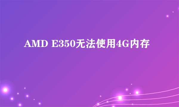 AMD E350无法使用4G内存