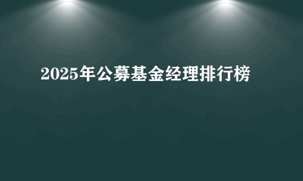 2025年公募基金经理排行榜