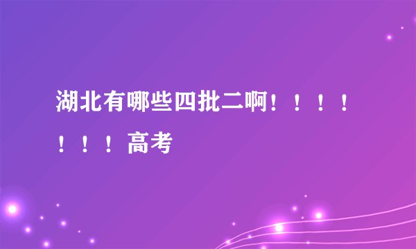 湖北有哪些四批二啊！！！！！！！高考