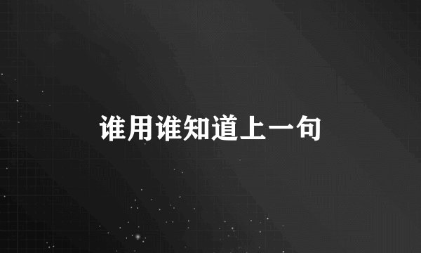 谁用谁知道上一句