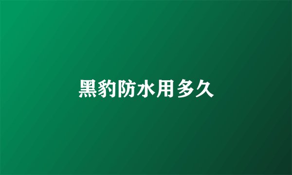 黑豹防水用多久