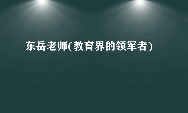 东岳老师(教育界的领军者)