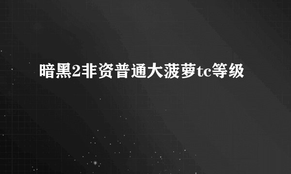 暗黑2非资普通大菠萝tc等级