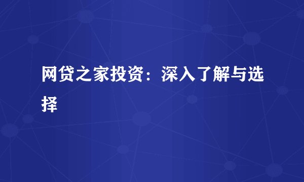 网贷之家投资：深入了解与选择