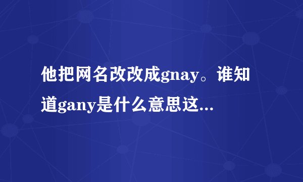 他把网名改改成gnay。谁知道gany是什么意思这不是英语啊