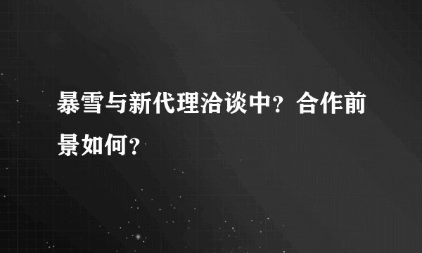 暴雪与新代理洽谈中?合作前景如何?