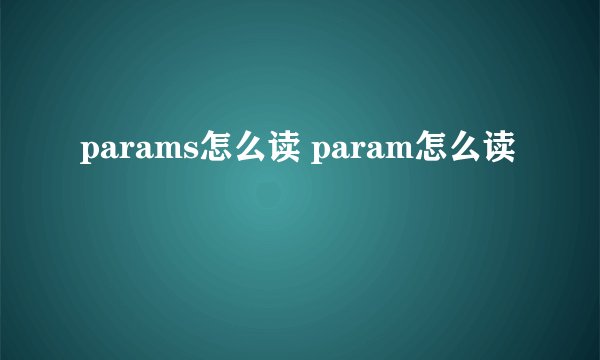 params怎么读 param怎么读