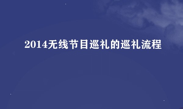 2014无线节目巡礼的巡礼流程