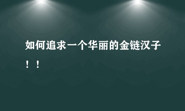 如何追求一个华丽的金链汉子！！