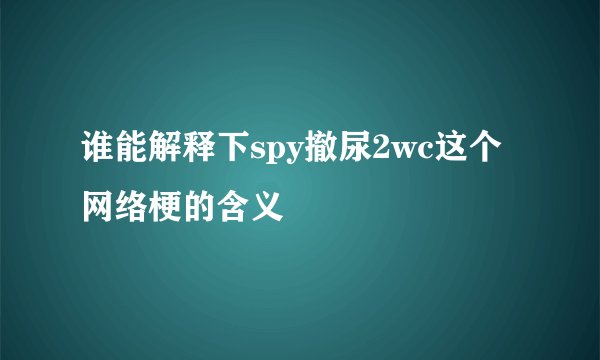 谁能解释下spy撤尿2wc这个网络梗的含义